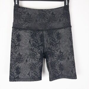 Beyond Yoga Biker Shorts Womens Small Black Metallic Snake Print Made in USA